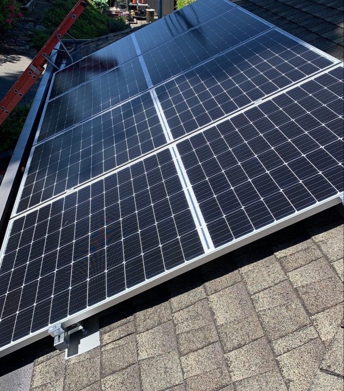 Rooftop solar panel installation in Nanoose Bay BC