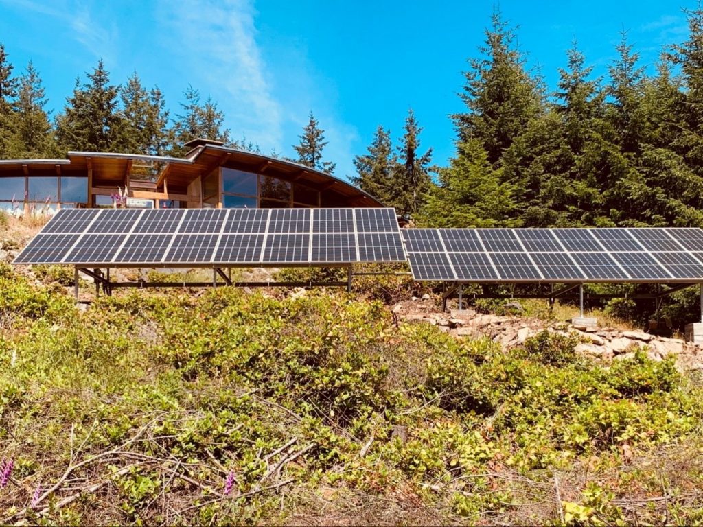 Ground mount solar panel installation on Salt Spring Island BC
