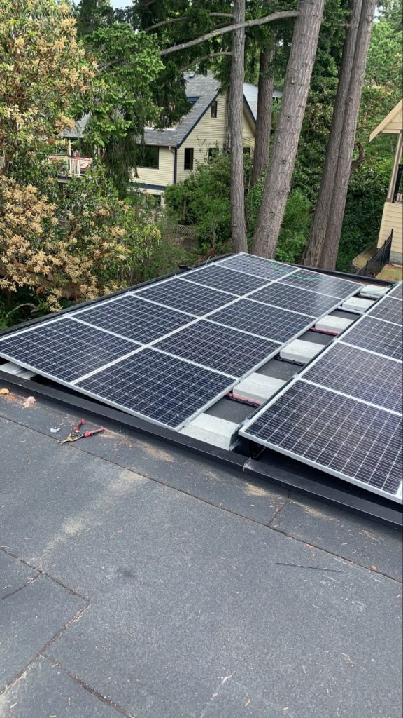 Flat roof solar panel installation in Victoria BC