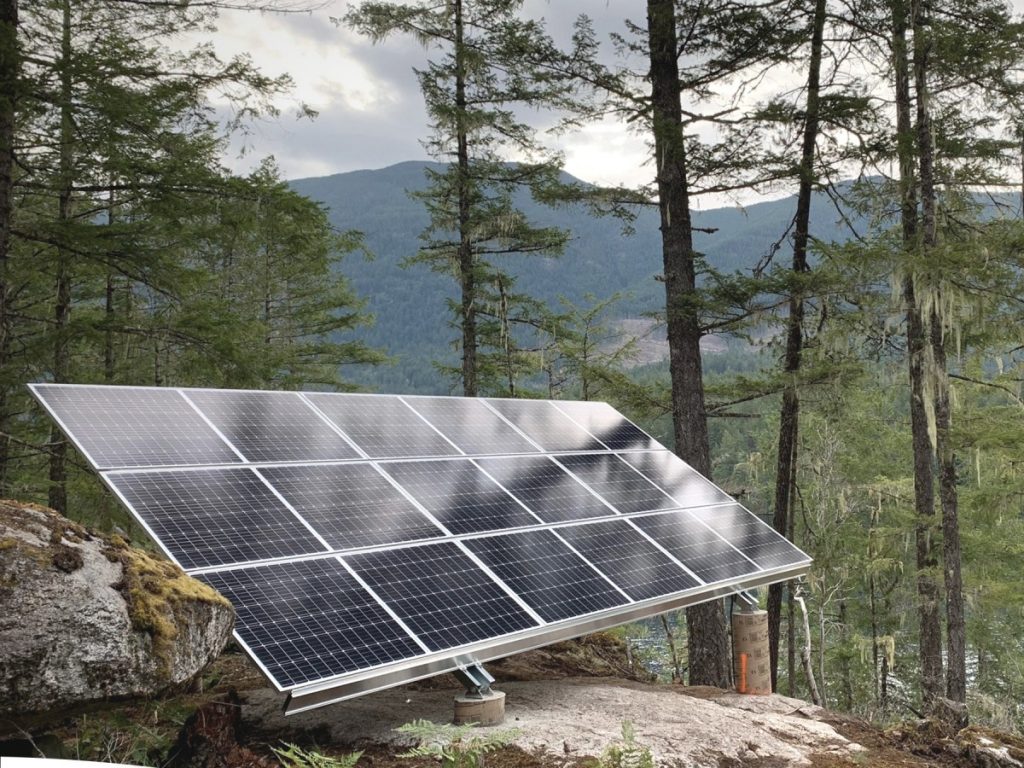 Off-grid ground mount solar panel installation Sunshine Coast BC