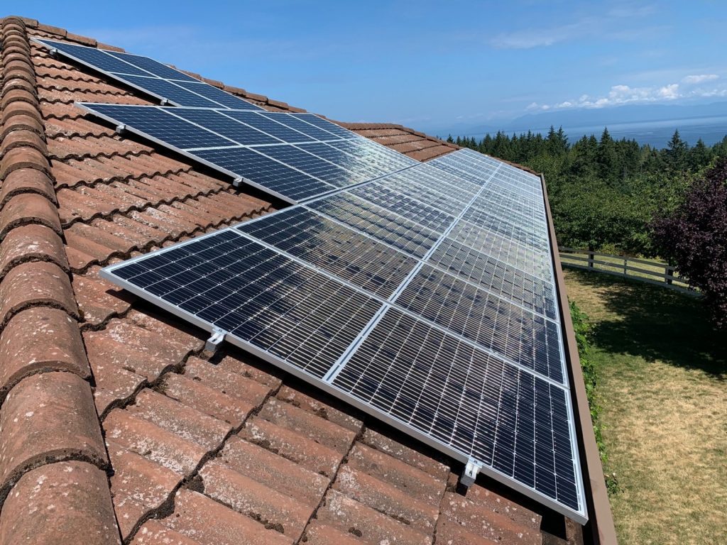 tile roof rooftop solar panel installation in Lantzville BC